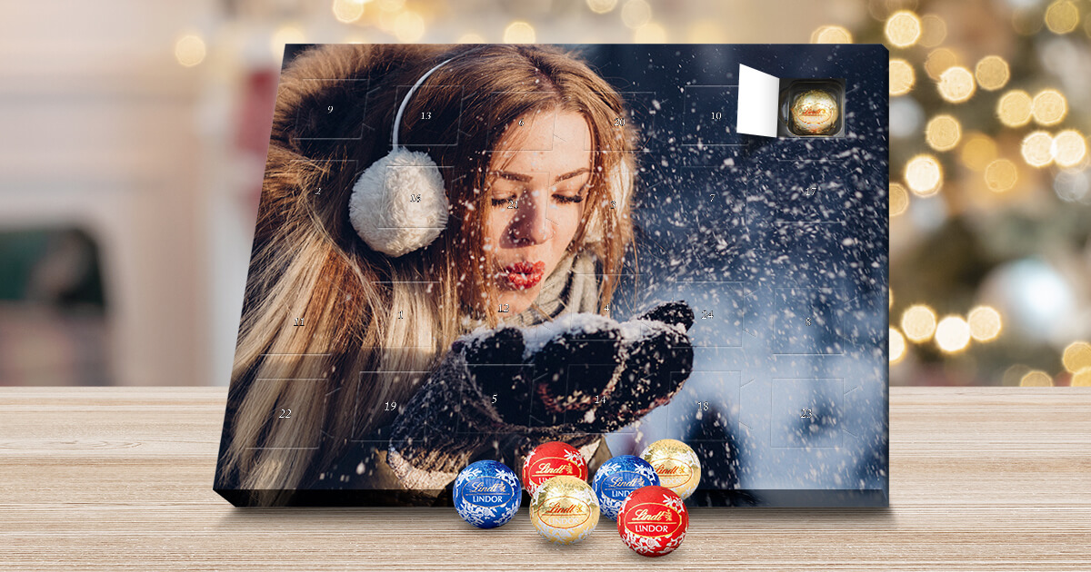 Personalisierte Foto-Adventskalender Lindt LINDOR mit eigenem Foto gestalten